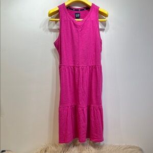 GAP Hot Pink Sleeveless Tiered Knit Dress